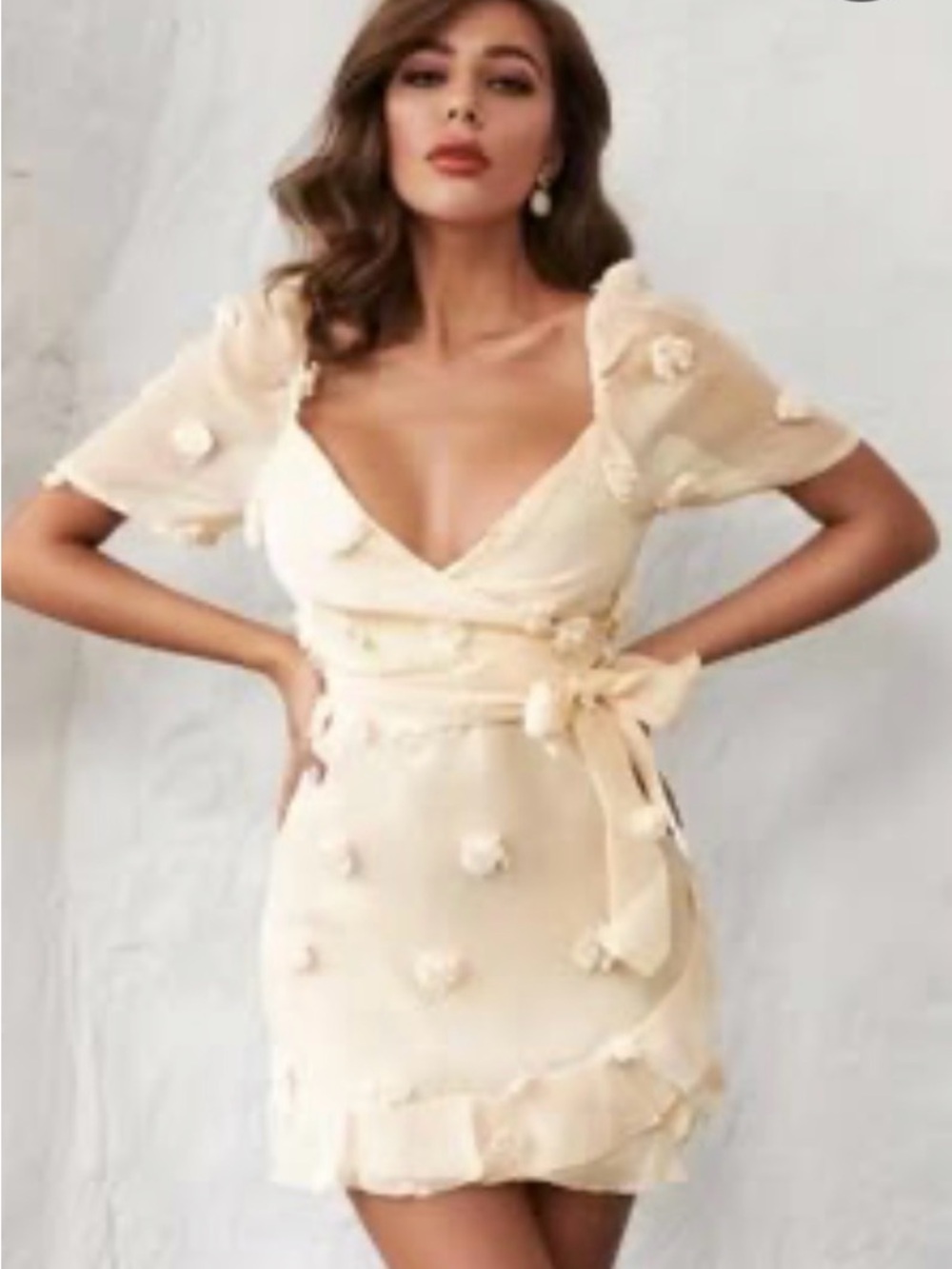 The Clothing Company Appliqué Mini Dress with Puff Sleeves